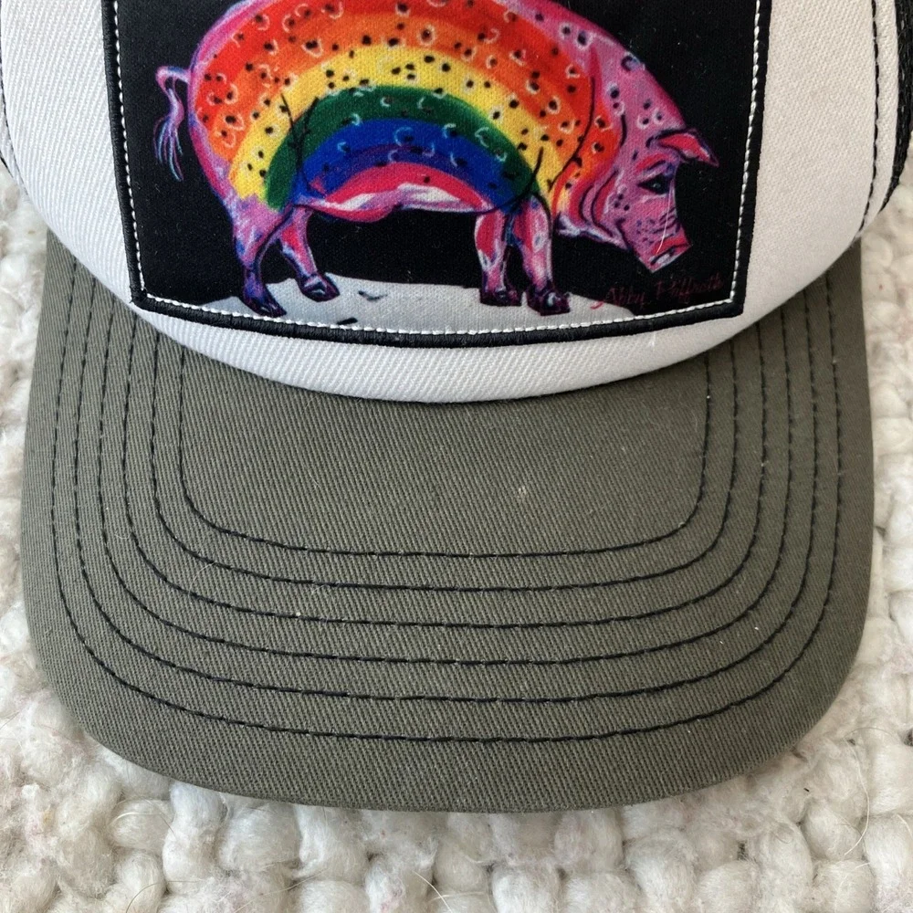 Art‎ By Abby Paffrath Trucker Hat Cap Pig Hog Rainbow